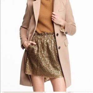 J.Crew Gold Sequined Paper Bag Waist Mini Skirt